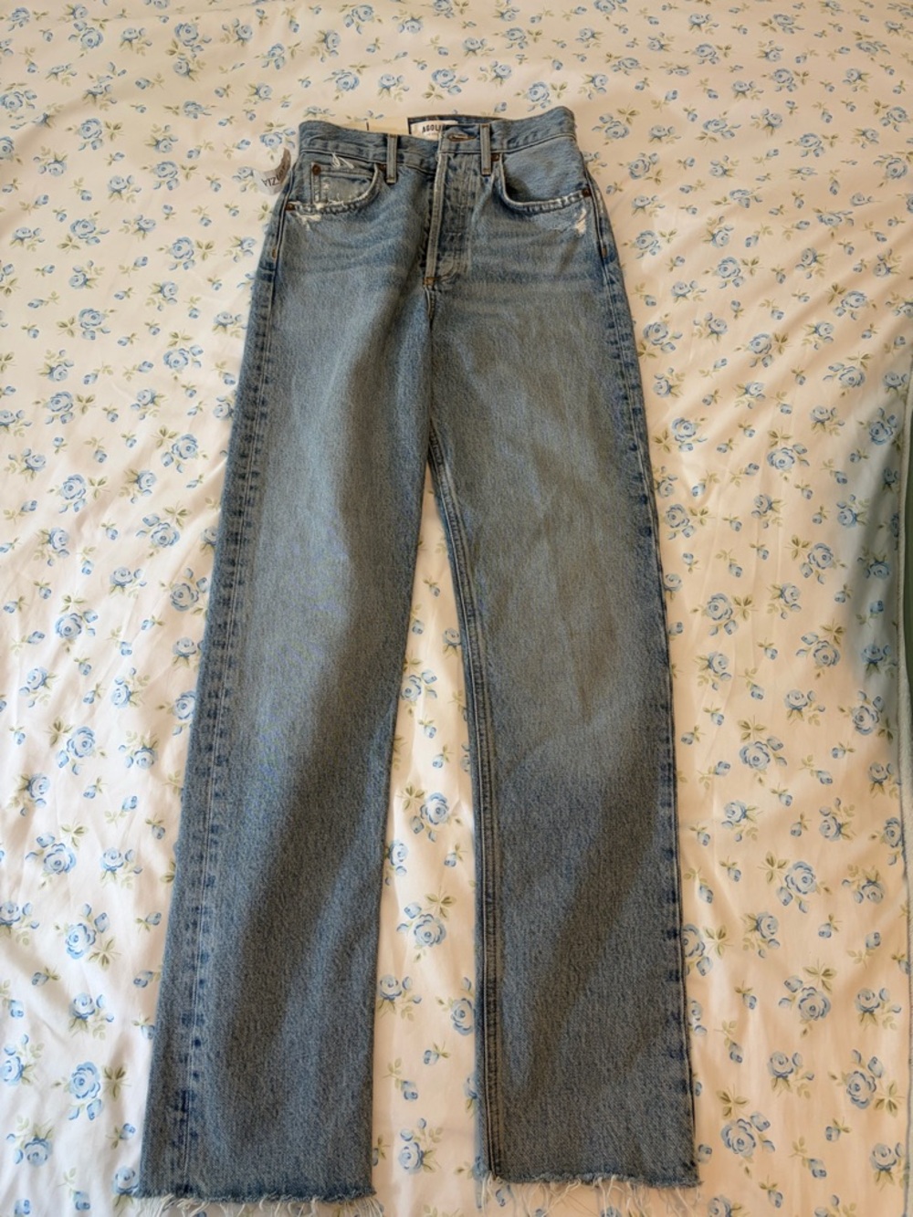 Agolde Light Wash High-Rise Straight Leg Jeans